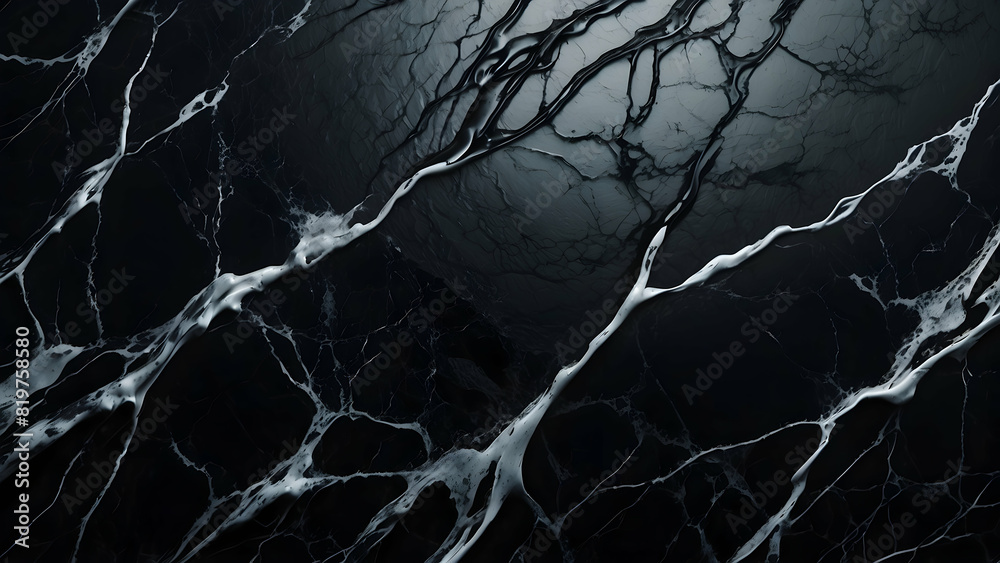 An abstract texture featuring intertwining black and white marble patterns