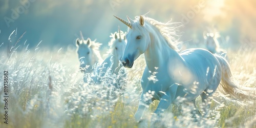 The Importance of Conserving Grasslands  Unicorns in a Magical Meadow. Concept Biodiversity  Conservation  Ecosystem Services  Habitat Preservation  Endangered Species