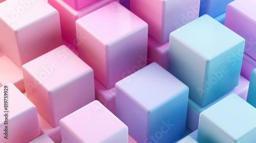 Digital style background with smooth 3D cubes, girly pastel colors, aesthetic business concept. Generative AI