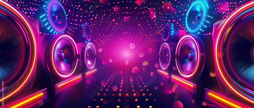 Obraz premium neon style speaker