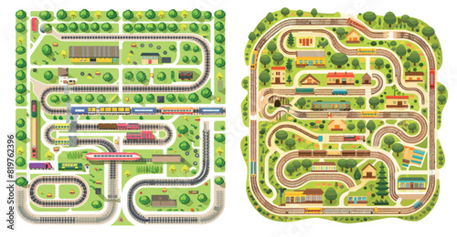 Railway map. Train route. Station route or maze. Cargo road. City transport design. Locomotive ways.
