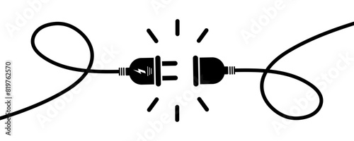 Electric cable vector icon. Connect or disconnect electric socket. Plug with voltage. Vector 10 Eps. photo