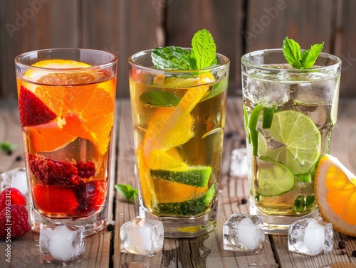 Assorted Berry and Citrus Cocktails. Generative AI.