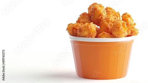 Fried Chicken Bucket, Detailed Pixel Art, Comfort Food, Southern Style, Isolated on White blackground ,3d futuristic