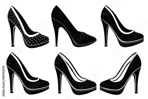 High Heels women fashion shoes vector silhouette photo