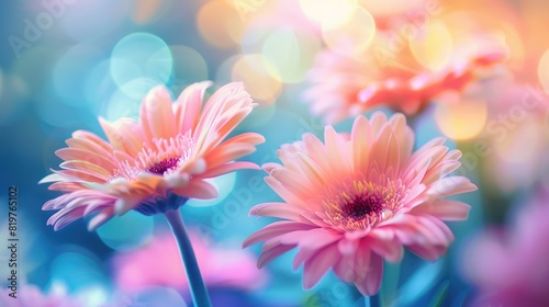 Floral background. Abstract blurred image of gerbera flowers