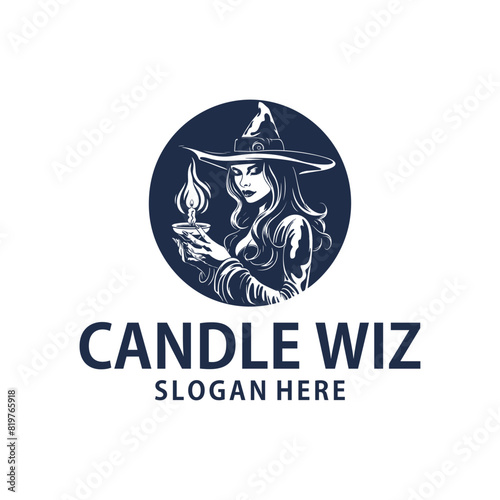 Wizard girl logo vector illustration