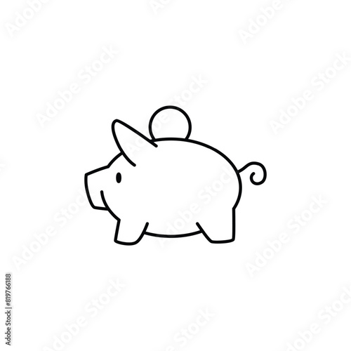 piggy bank outline icon thin vector design good for website or mobile app