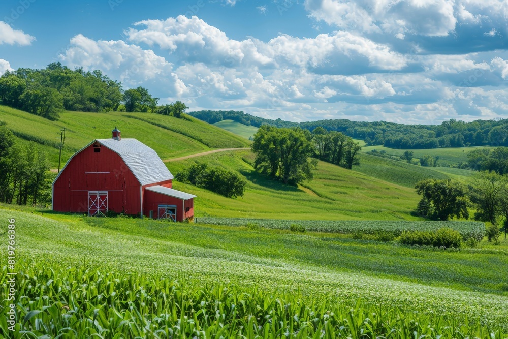 Obraz premium Tuscany - landscape with spring flowers. Beautiful simple AI generated image in 4K, unique.