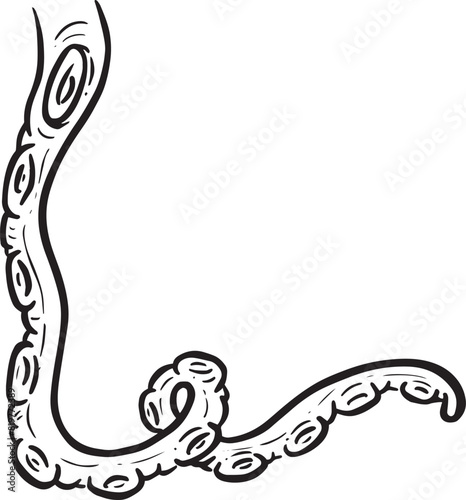Cartoon octopus Tentacle Cthulhu Clipart Vector in Black and White 