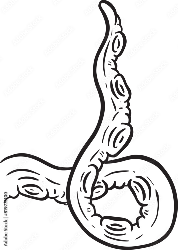 Cartoon octopus Tentacle Cthulhu Clipart Vector in Black and White Cartoon octopus Tentacle Cthulhu Clipart Vector in Black and White