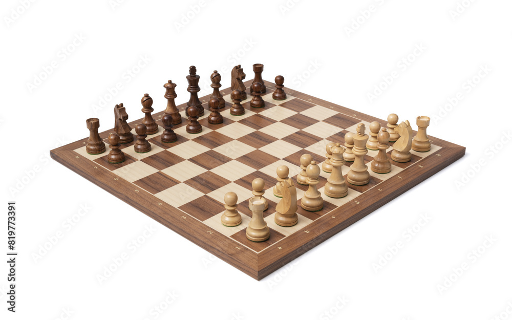 Chessboard ready for the game on white background Chessboard ready for the game on white background