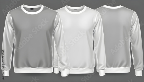 Set of white front and back view tee sweatshirt sweater mockup 7 photo