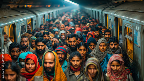 Overcrowded Train at Peak Hour photo