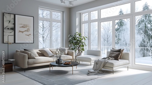 contemporary living room with minimalist Scandinavian design
