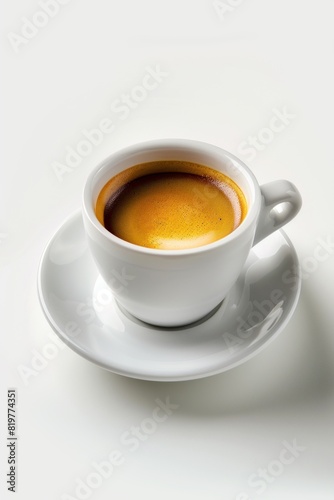 Black coffee in a cup on a white background