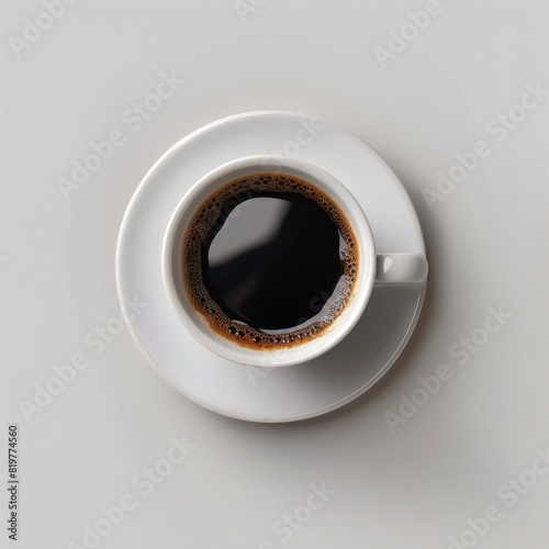 cup of dark coffee in a white cup on top of a white table photo