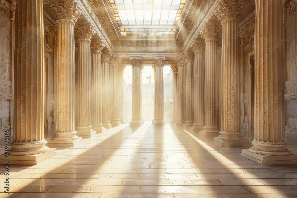 Obraz premium Podium in Ancient greek mythology style interior design - Ai. Beautiful simple AI generated image in 4K, unique.