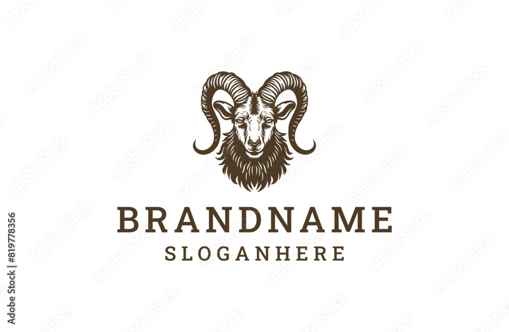 Fototapeta premium Head goat style logo icon design template flat vector