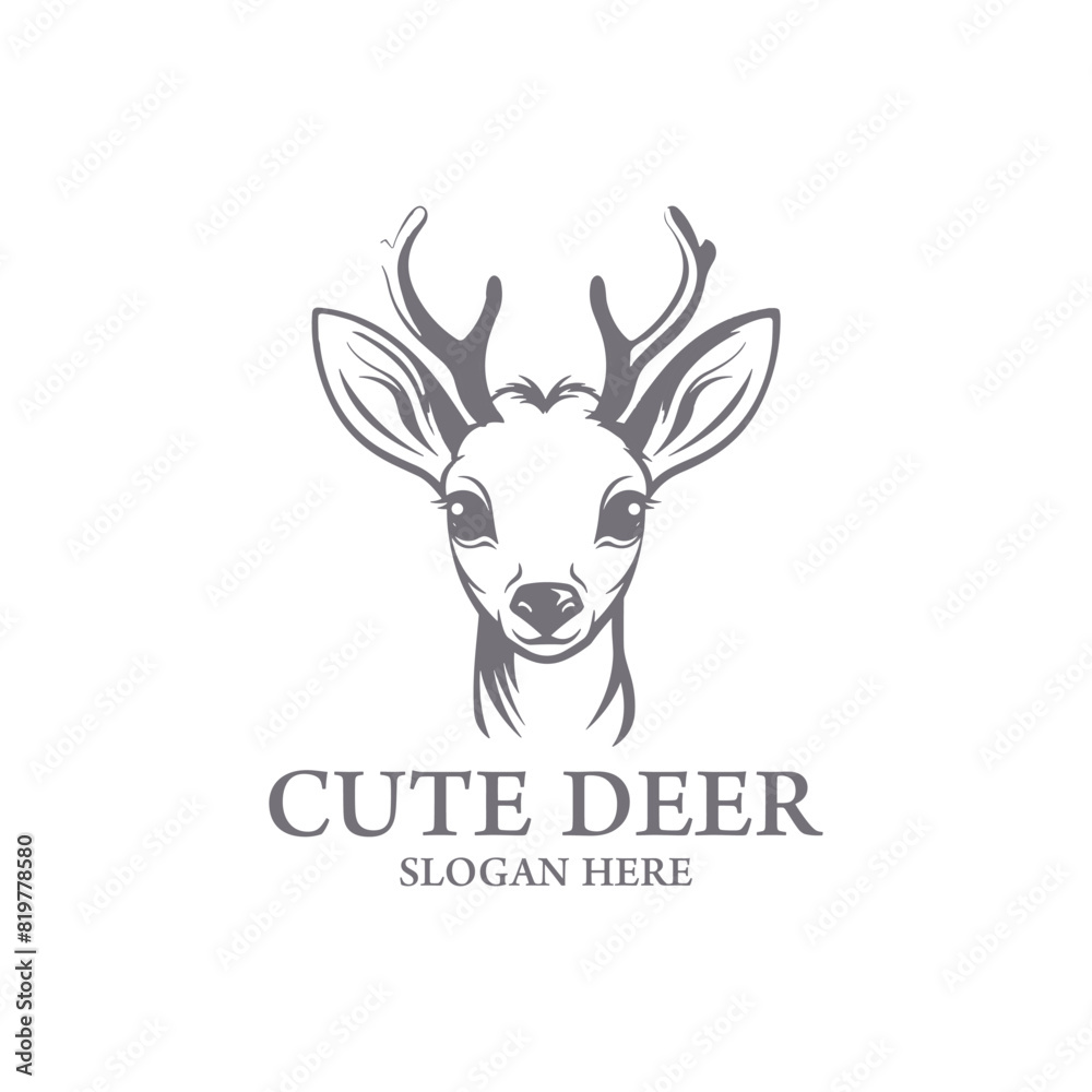 Cute deer, animal logo vector illustration