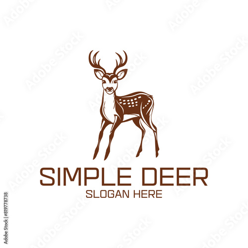 Cute deer, animal logo vector illustration