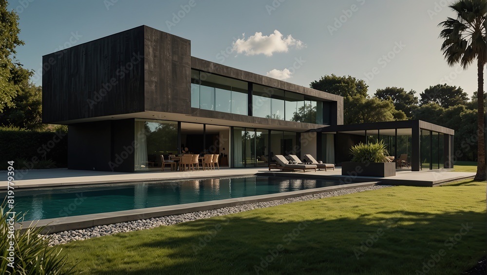 A cinematic shot of a beautiful villa A cinematic shot of a beautiful villa