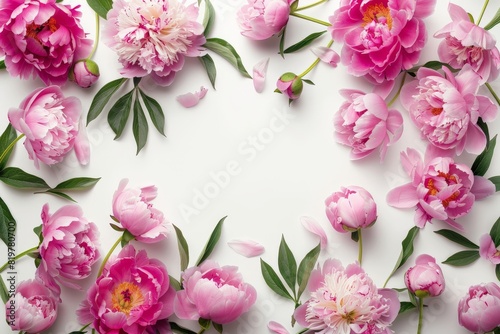 Drawing of a heart-shaped arch made of flowers. Backdrop with selective focus and copy space for the inscription. Beautiful simple AI generated image in 4K, unique.