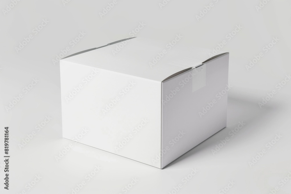 Naklejka premium White Box Packaging Mockup on Isolated Background created with Generative AI