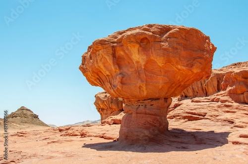 Mushroom rock formation in Timna Park, Israel photo