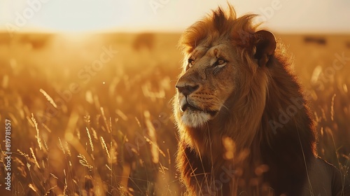 Superb Slow Motion of Male lion, Africa Wildlife Animal in Maasai Mara National Reserve in Kenya