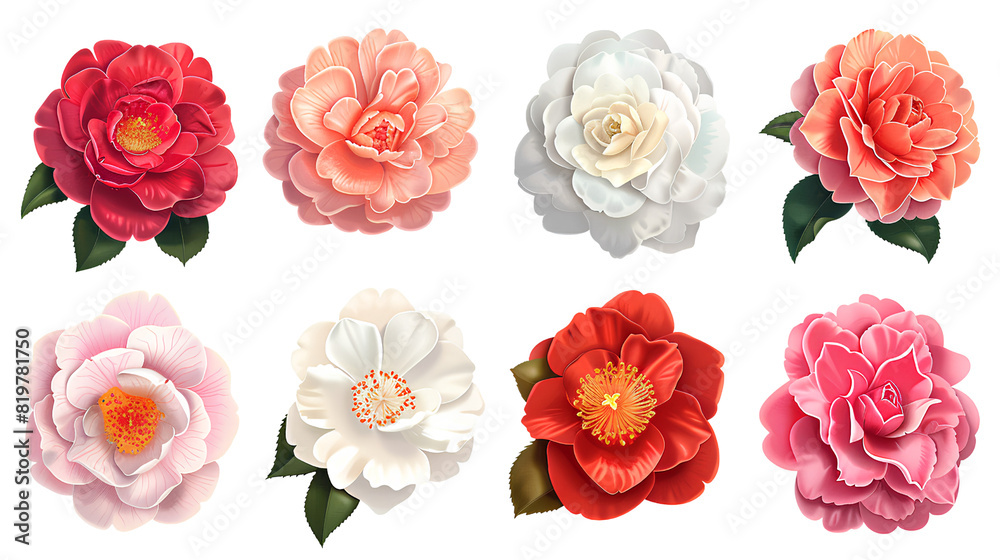 set of roses isolated on white set of roses isolated on white
