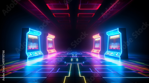 Pixelated arcade game background.