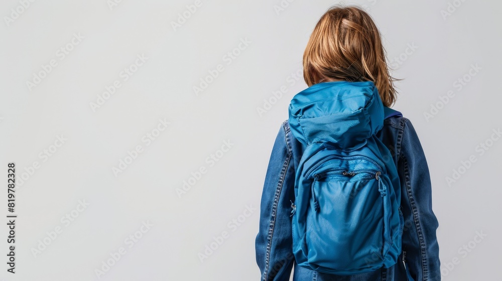 School Essentials - Close-Up of Child's Backpack on White Background for Marketing Materials School Essentials - Close-Up of Child's Backpack on White Background for Marketing Materials