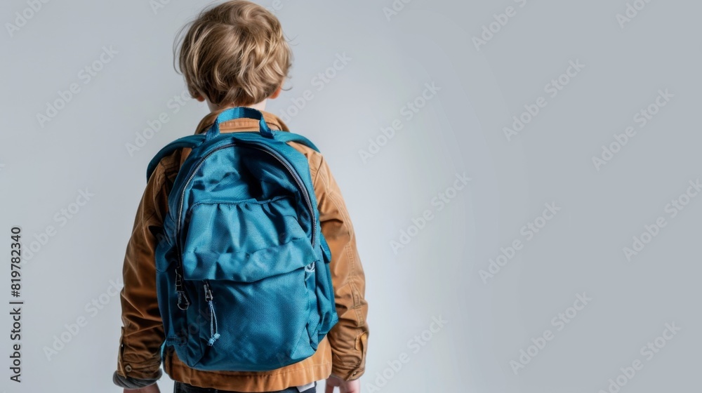 Back to School Essentials: Close-up of Child's Backpack Against White Background Back to School Essentials: Close-up of Child's Backpack Against White Background