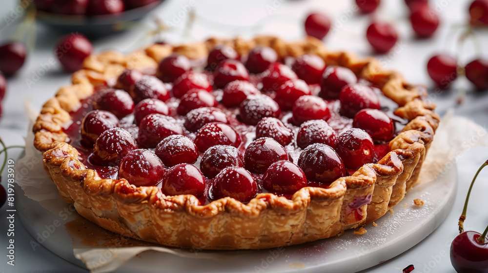 Cherry pie. Minimalism style. Generative AI. Cherry pie. Minimalism style. Generative AI.