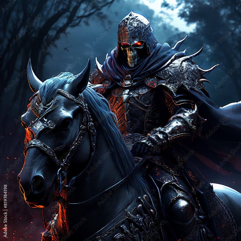 Naklejka premium knight skeleton on the horse