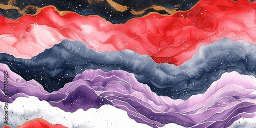 Abstract Marble Stone Pattern Texture with Gold and Multicolored Accents