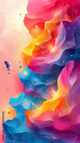 Abstract Marble Stone Pattern Texture with Gold and Multicolored Accents