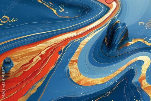 Abstract Marble Stone Pattern Texture with Gold and Multicolored Accents