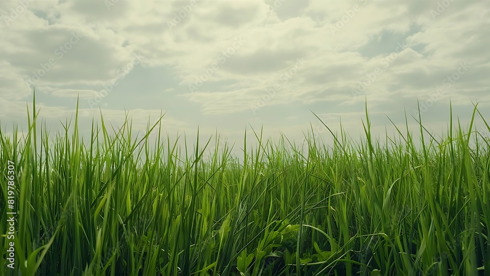 Spring landscape with green grass and clouds Spring landscape with green grass and clouds