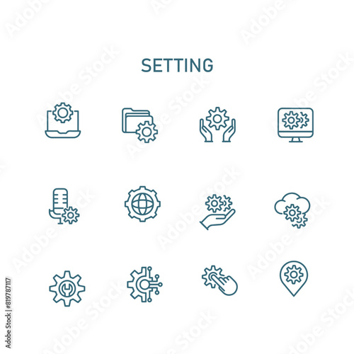 gear and setting line vector icon set   gear icon vector design 