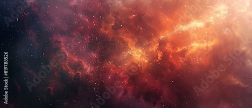 Cosmic majesty in a fiery nebula's vibrant dance across the galaxy. photo