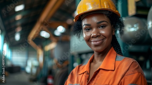 Smiling Engineer in Industrial Setting photo