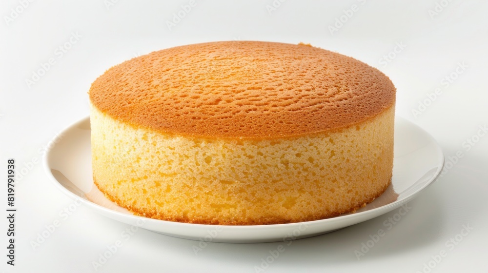 The beauty of sponge cake, with its rich texture and white background The beauty of sponge cake, with its rich texture and white background