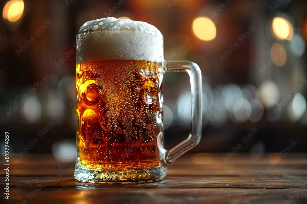 Beer in a mug with foam in it, high quality, high resolution
