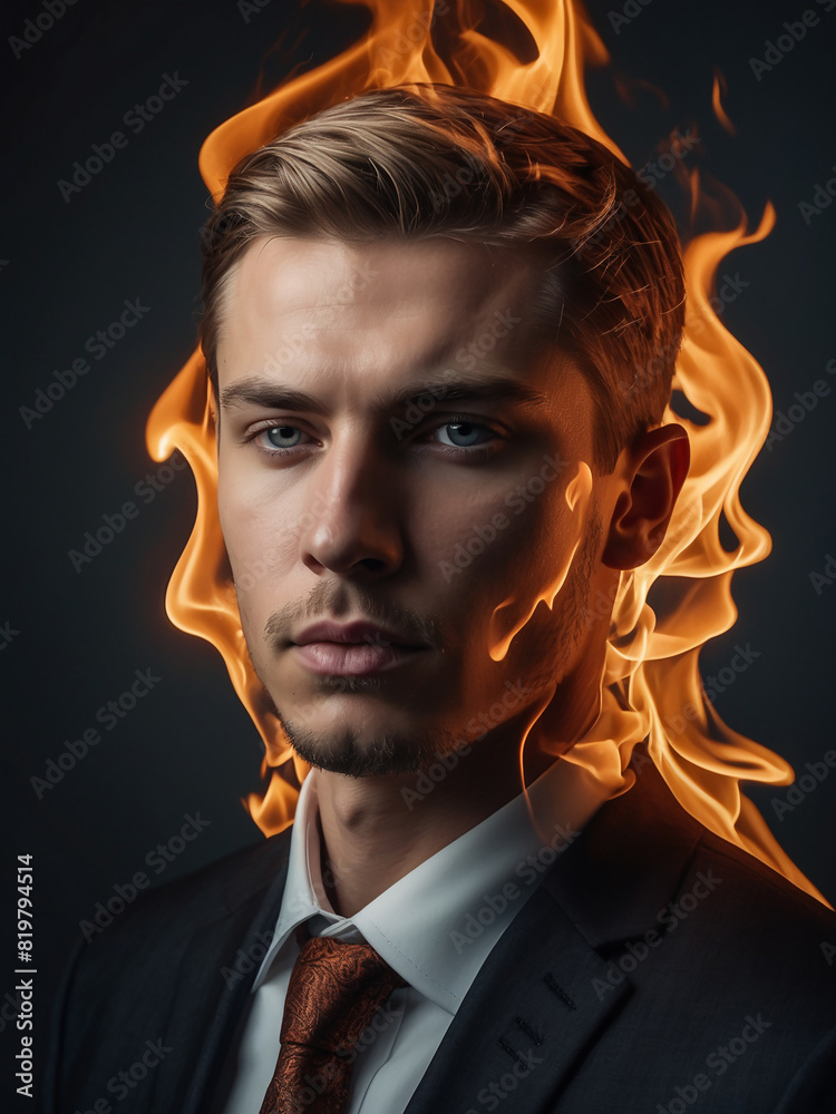 young business man with flaming hair young business man with flaming hair
