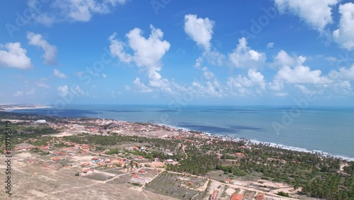 An aerial view of Praia Da Baleia, Itapipoca, Brazil on a sunny day photo