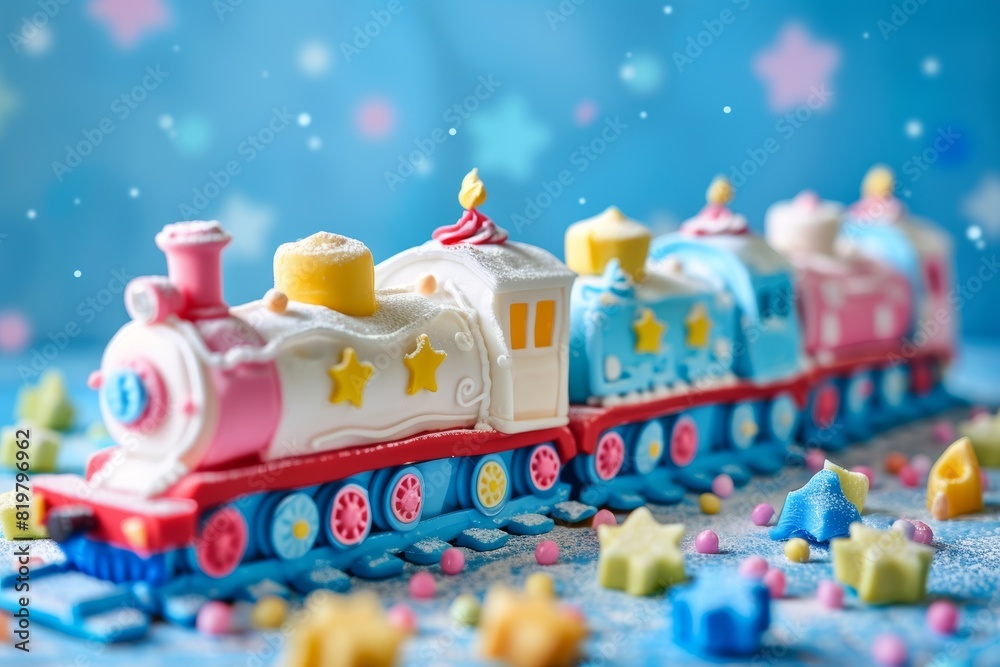 Whimsical Toy Train Cake for Children's Birthday Celebration - Fun and Adventure Design