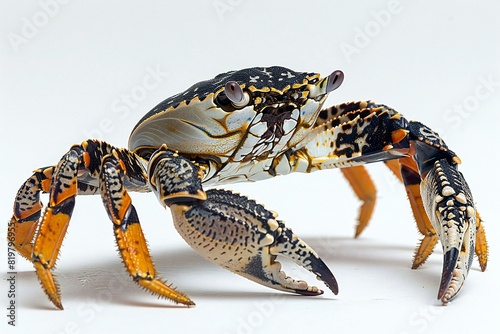 Crab tyleesus pavonia on white background, high quality, high resolution photo