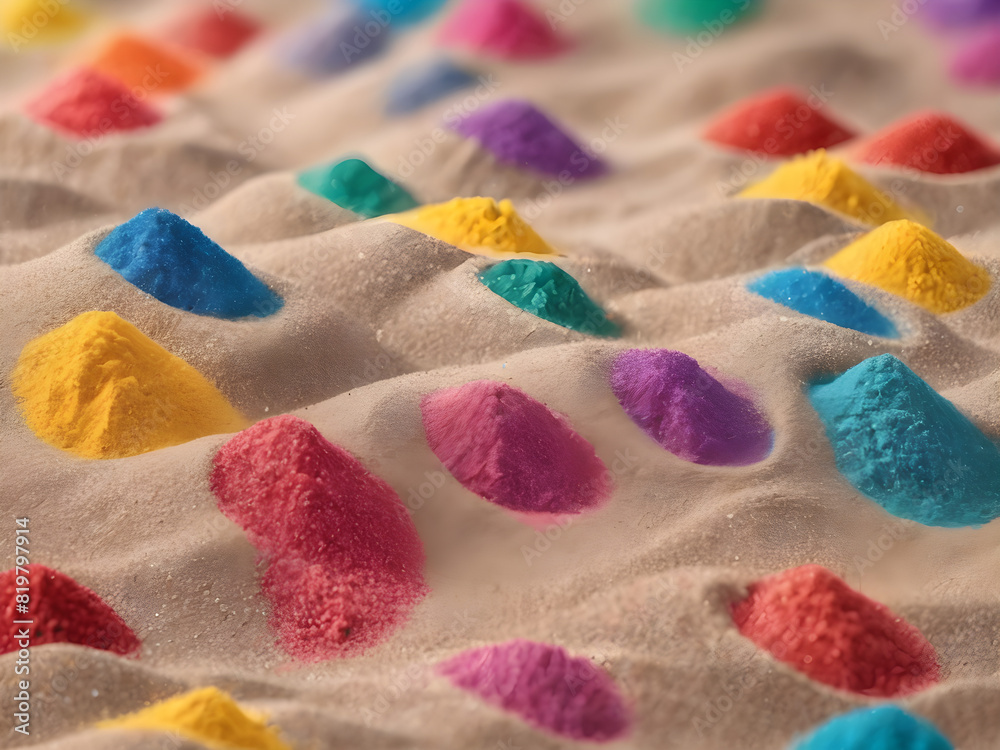 A vividly colored sand image, with its individual grains distinctly drawn and contrasting against a translucent backdrop A vividly colored sand image, with its individual grains distinctly drawn and contrasting against a translucent backdrop